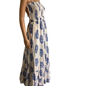 𝅺DRESS Day Sweet Magnolia Blue and White Maxi Low Back Dress